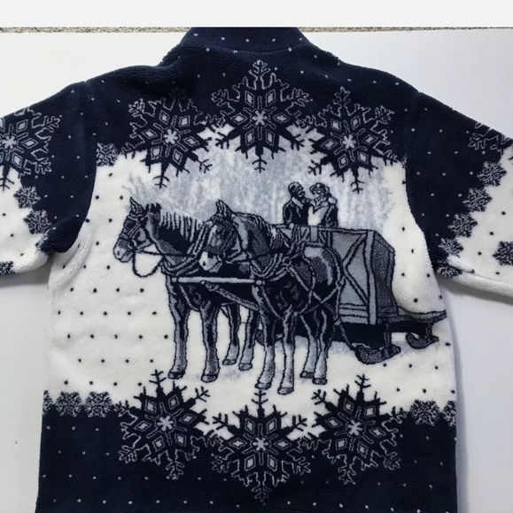 VINTAGE ART UNLIMITED SPORTSWEAR ZIP UP FLEECE JACKET SWEATER WINTER SCENE XL - Picture 4 of 6